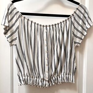 Off the shoulder H&M striped summer crop top